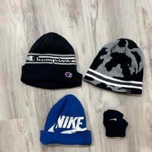 Bundle of little boys hats 4-8 years nike and champion